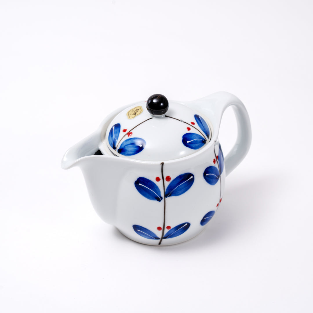 Handcrafted Arita Ware Teapot with Strainer: Hand-painted Floral Single Serve Tea Pot
