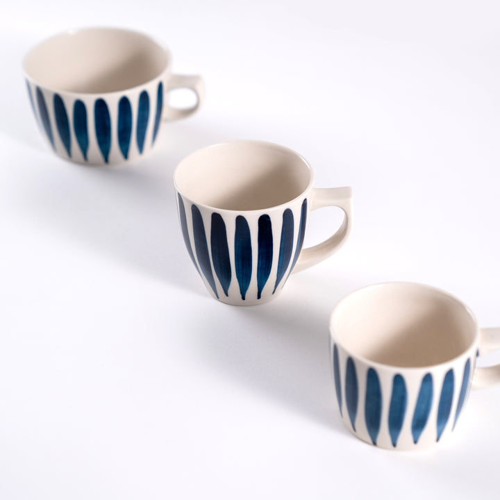 Hasami Yaki Handmade Blue Tokusa Vertical Striped  Mug - Three Sizes