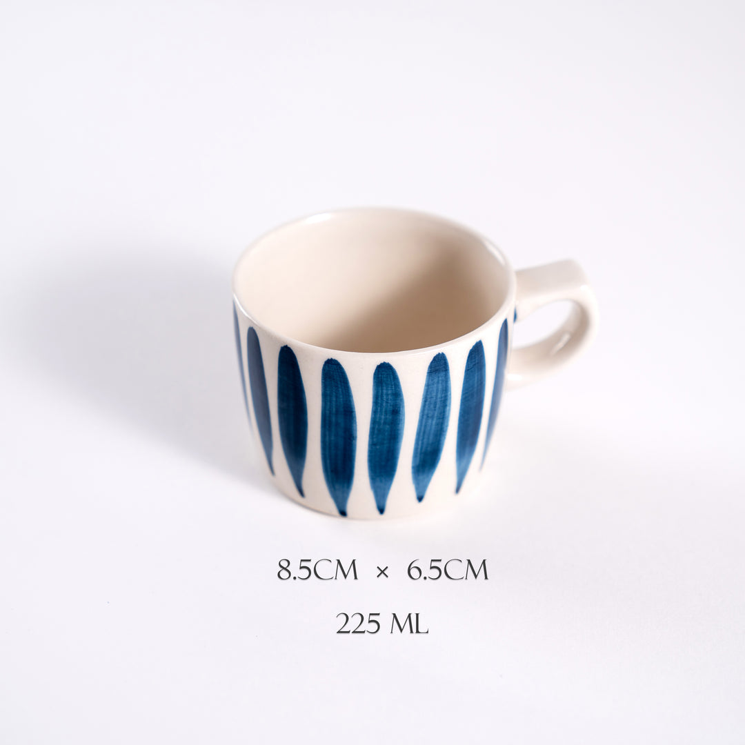 Hasami Yaki Handmade Blue Tokusa Vertical Striped  Mug - Three Sizes