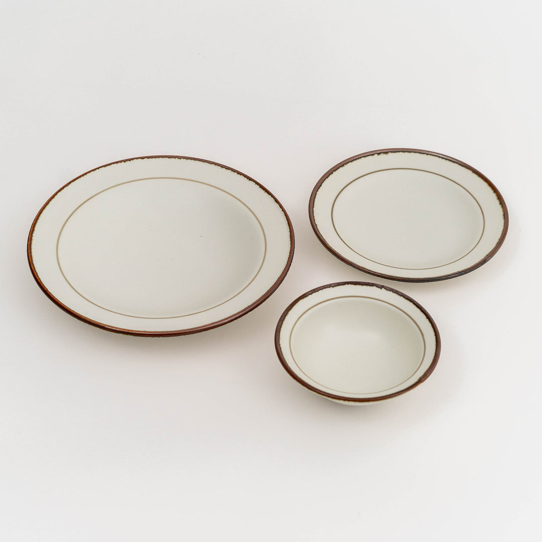 Mino Ware Line Plate and Bowl - Beige