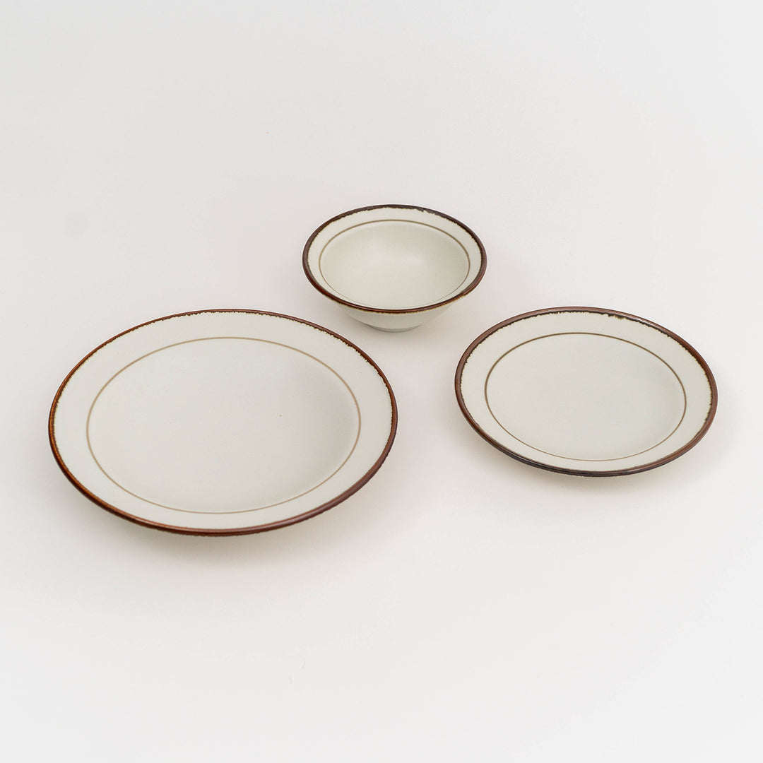 Mino Ware Line Plate and Bowl - Beige