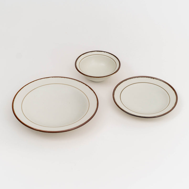 Mino Ware Line Plate and Bowl - Beige