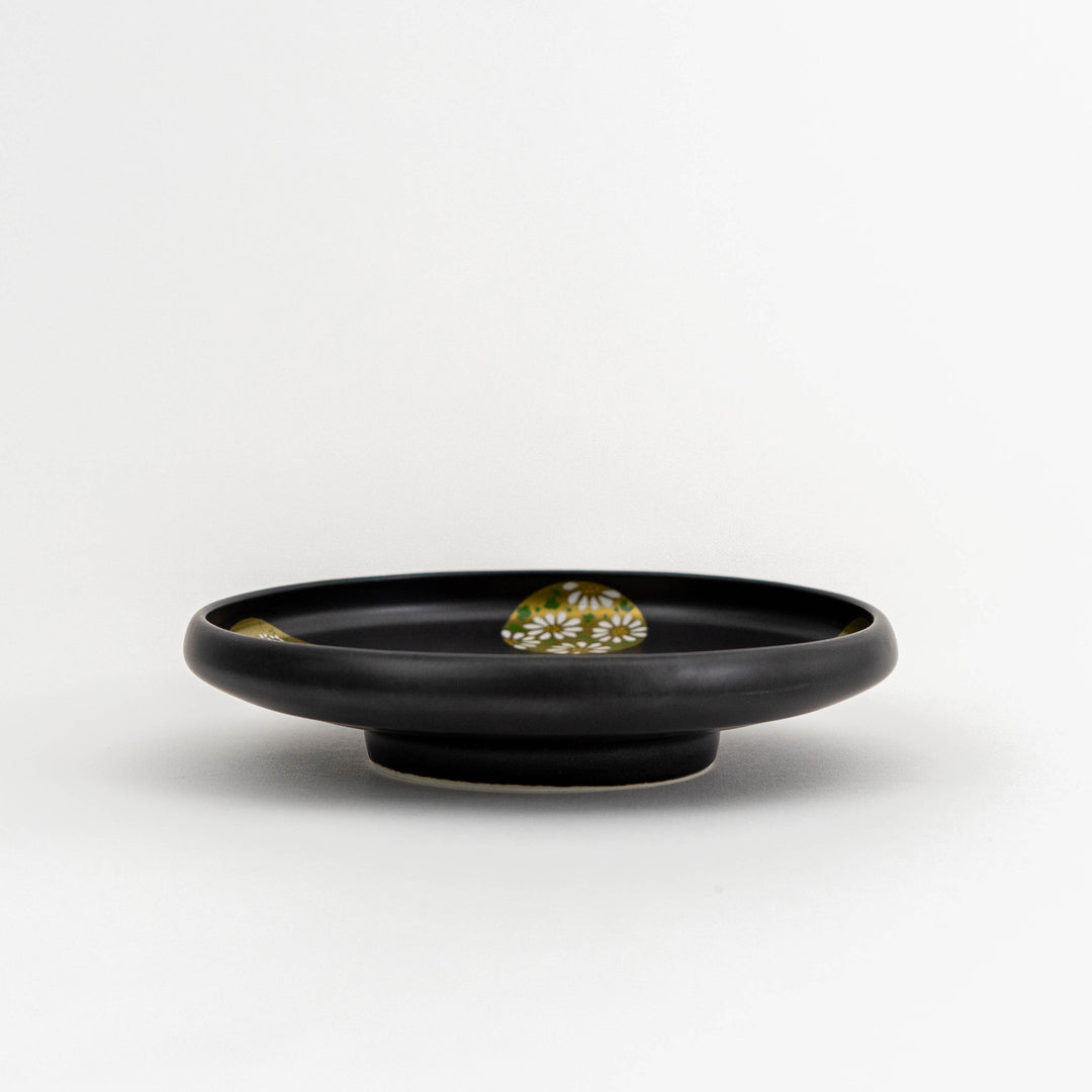 Matte Black and Gold Decorated Serving Plate
