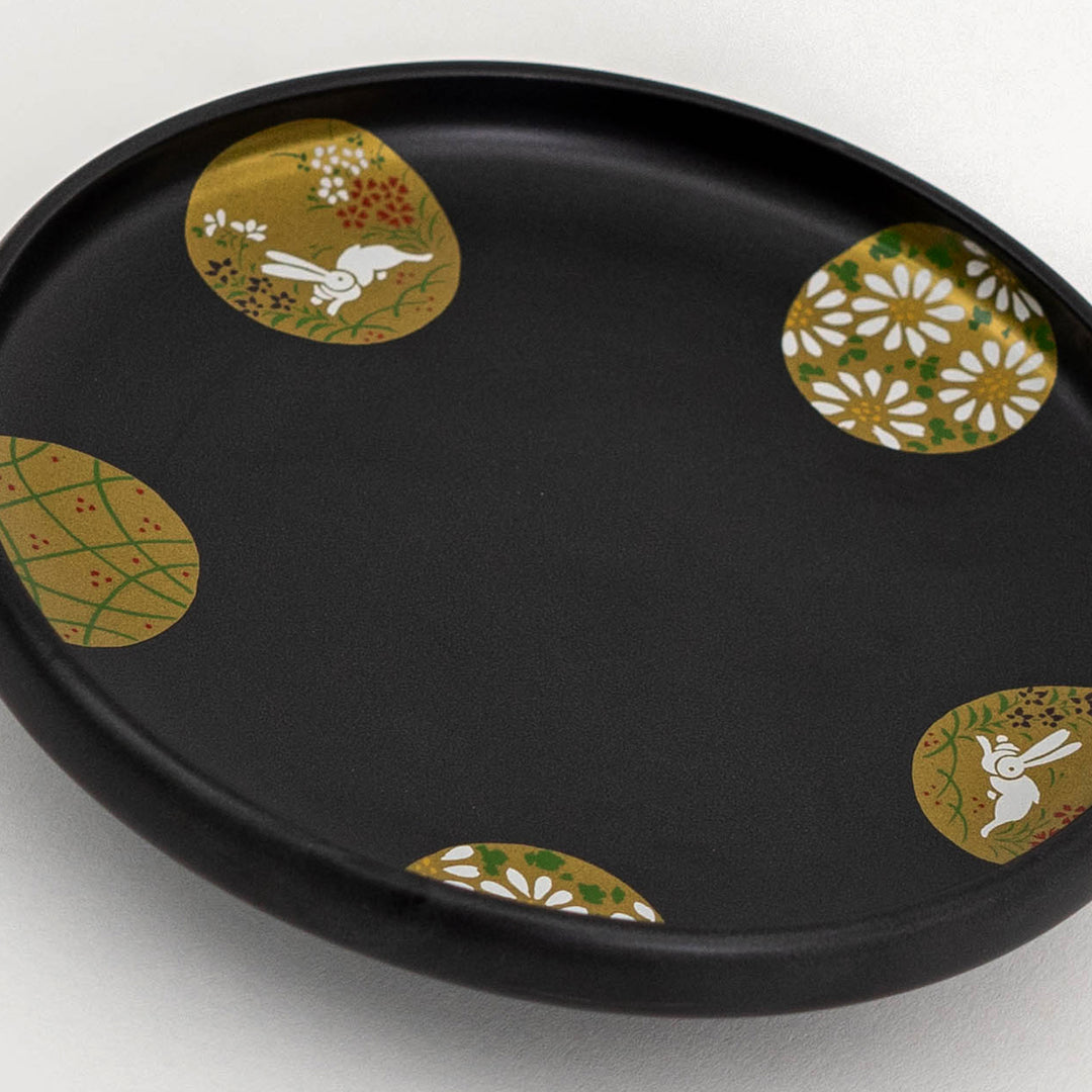 Matte Black and Gold Decorated Serving Plate