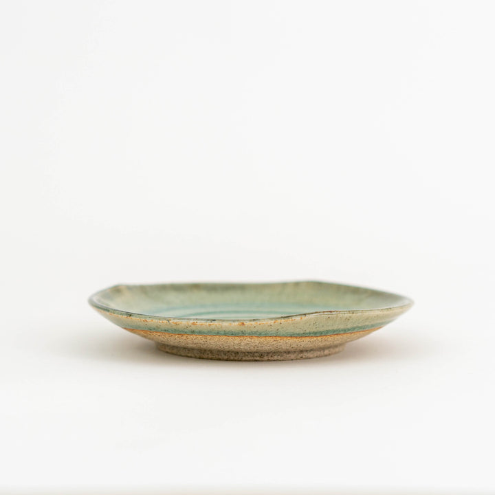 Japanese Handcrafted Crackle Glaze Green Sink Plate 18.6cm