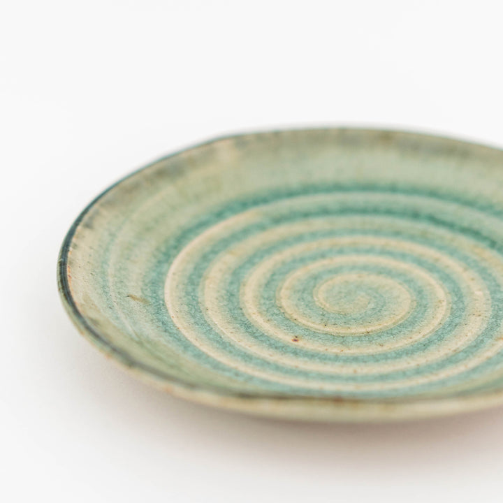 Japanese Handcrafted Crackle Glaze Green Sink Plate 18.6cm