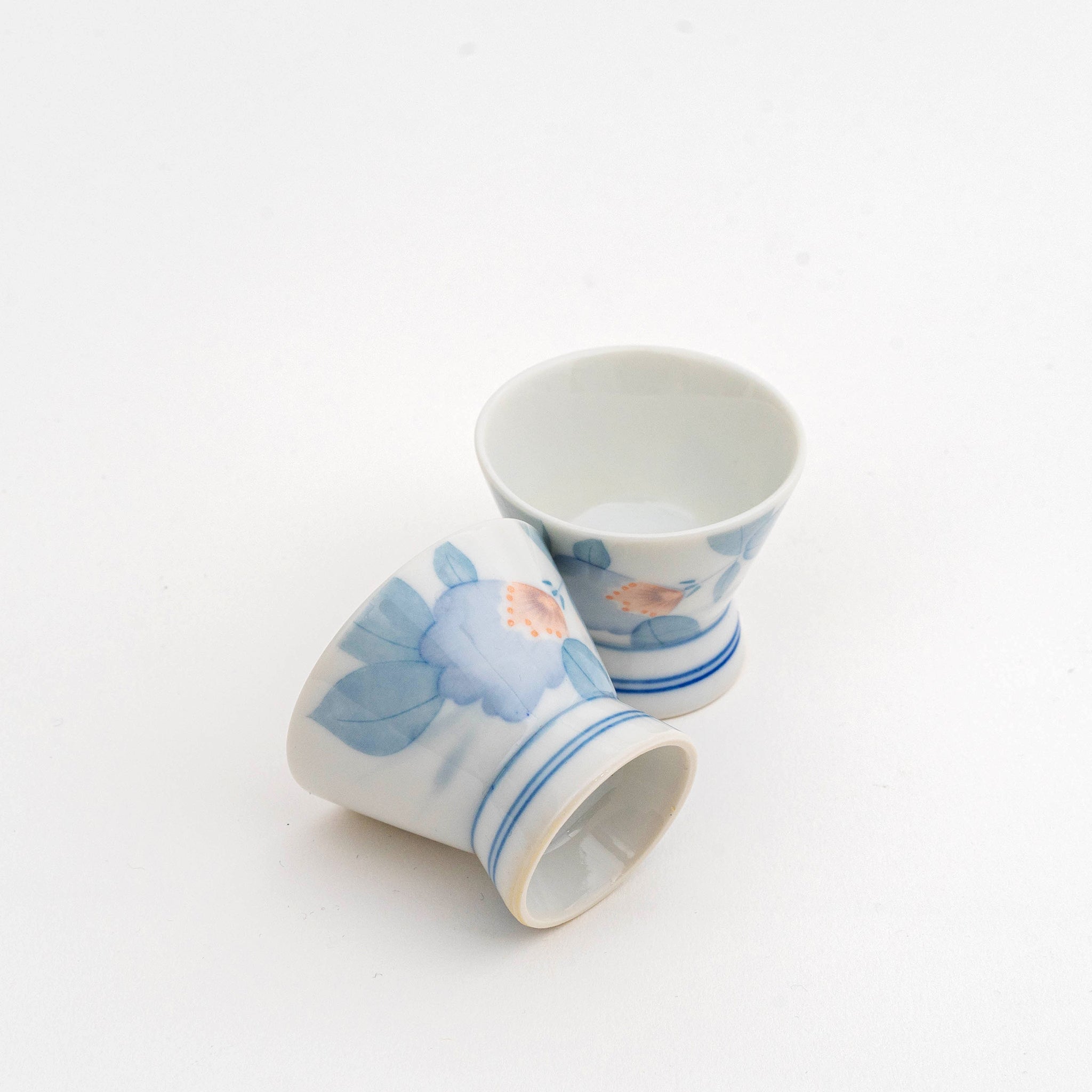 Japanese Flower-painted Triangle Sake Bottle and Cup – Great