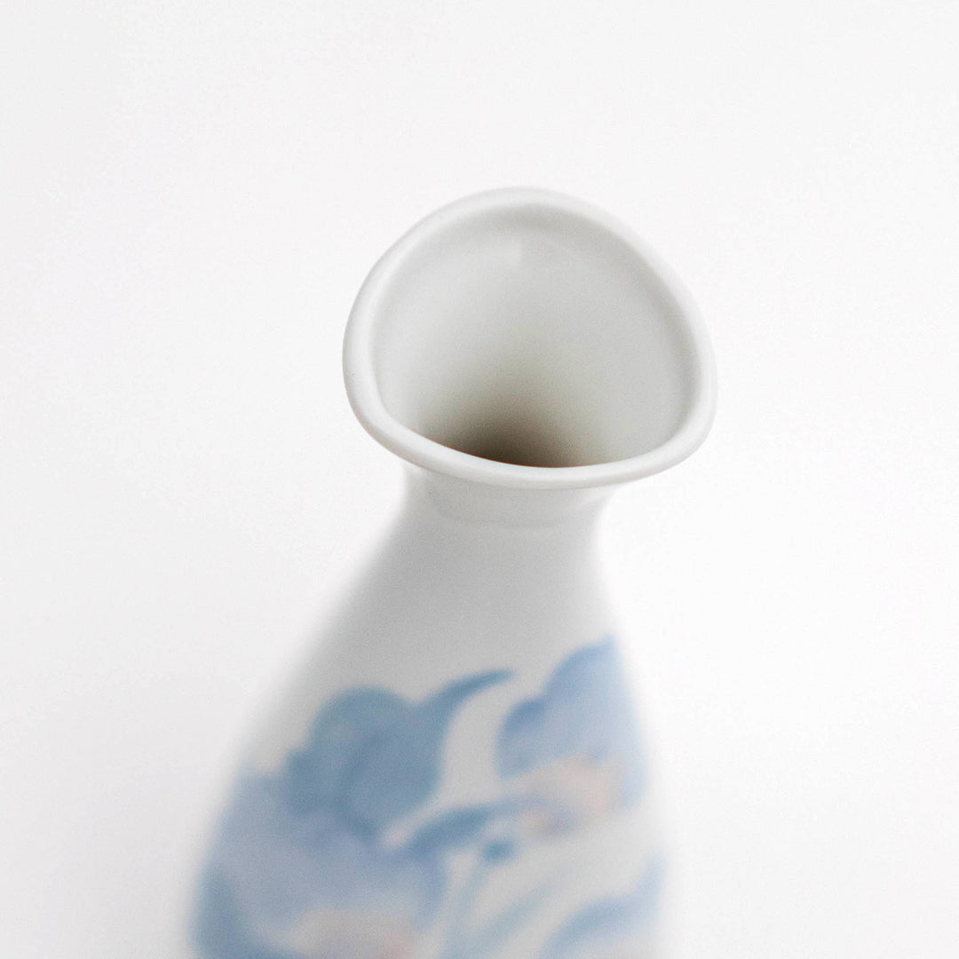Japanese Flower-painted Triangle Sake Bottle and Cup