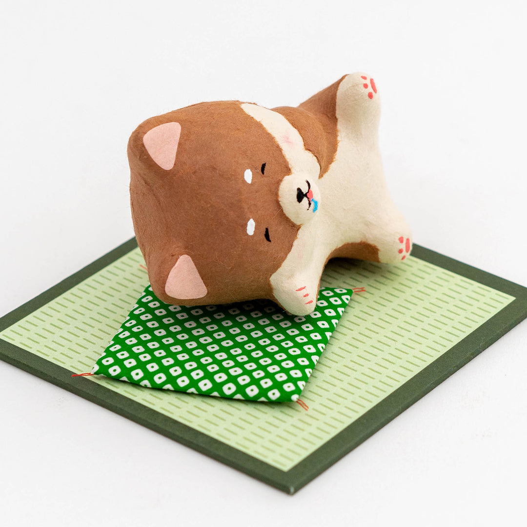 Japanese Washi Paper Purring Shiba Dog Ornament