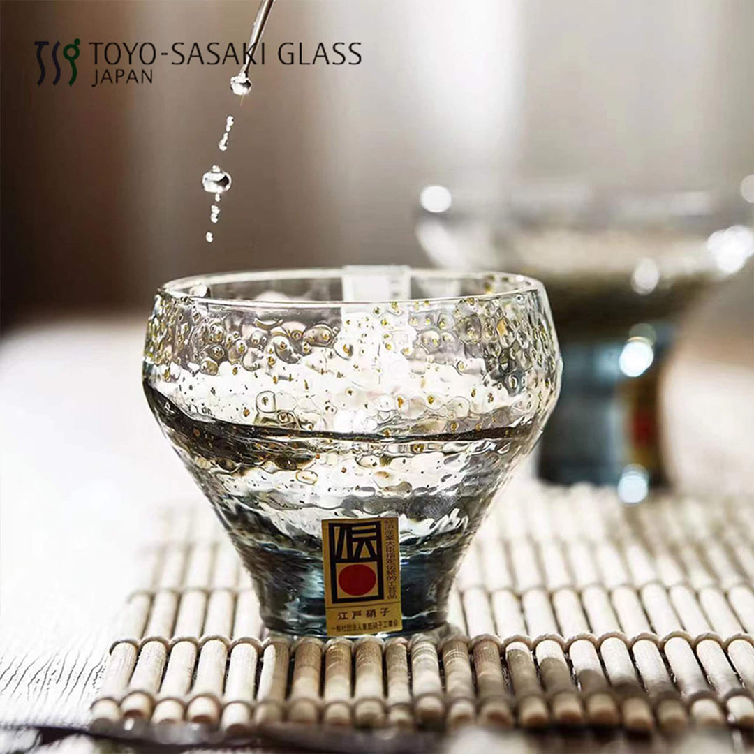 Handmade Japanese Sasaki YACHIYOGAMA Glass Cup Sake cup Blue/ Red
